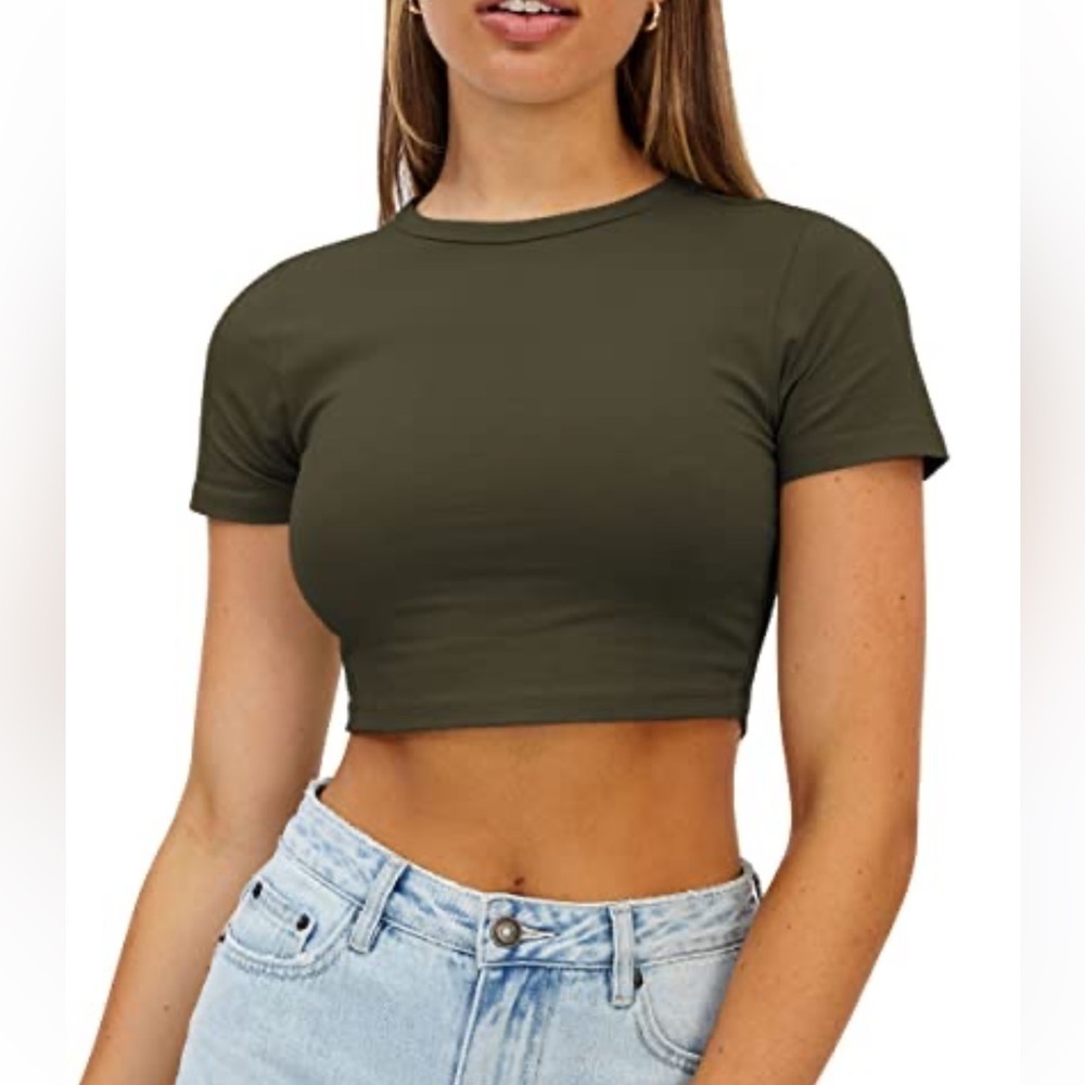 Olive green crop top​
